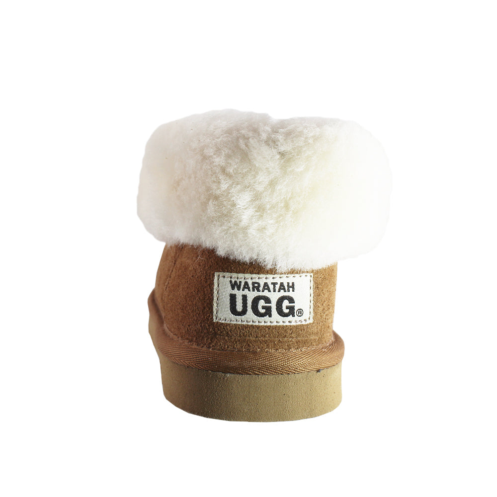 WARATAH UGG® KIDS Wool Collar Slipper - Chestnut