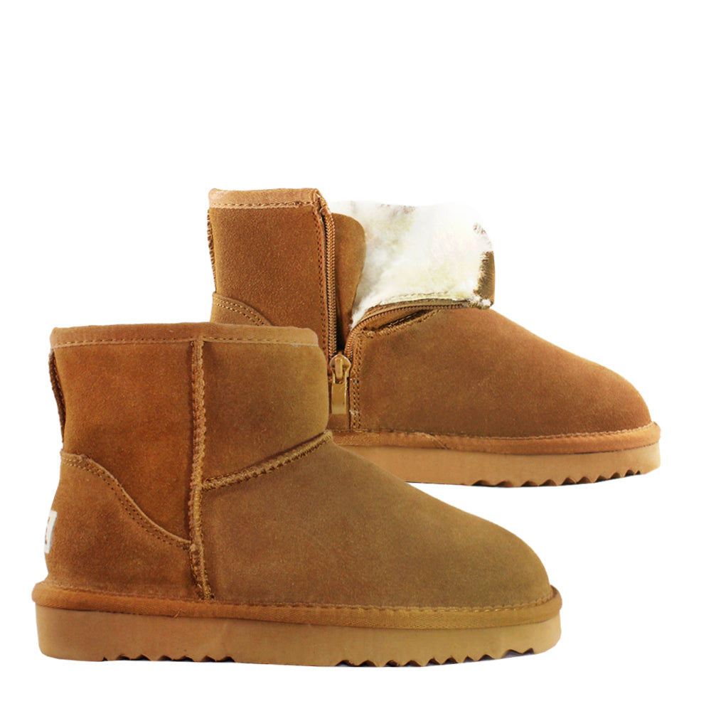 WARATAH UGG® Unisex Water Resistant Mini Zip Up Boot - Chestnut