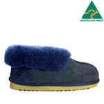 Australian Made Deluxe Wool Collar Slipper - Navy