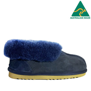 Australian Made Deluxe Wool Collar Slipper - Navy
