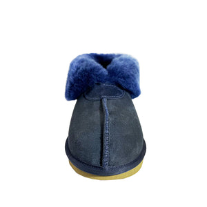 Australian Made Deluxe Wool Collar Slipper - Navy