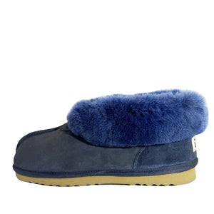 Australian Made Deluxe Wool Collar Slipper - Navy