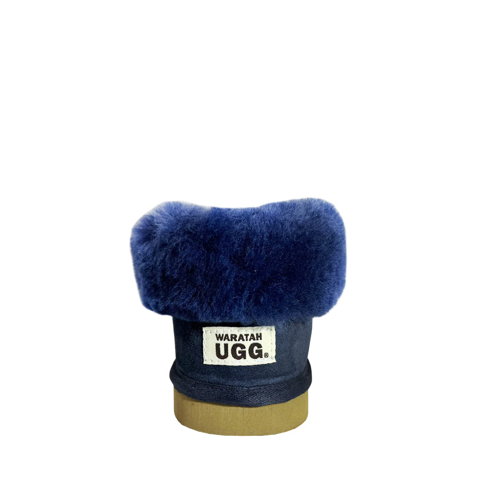 Australian Made Deluxe Wool Collar Slipper - Navy