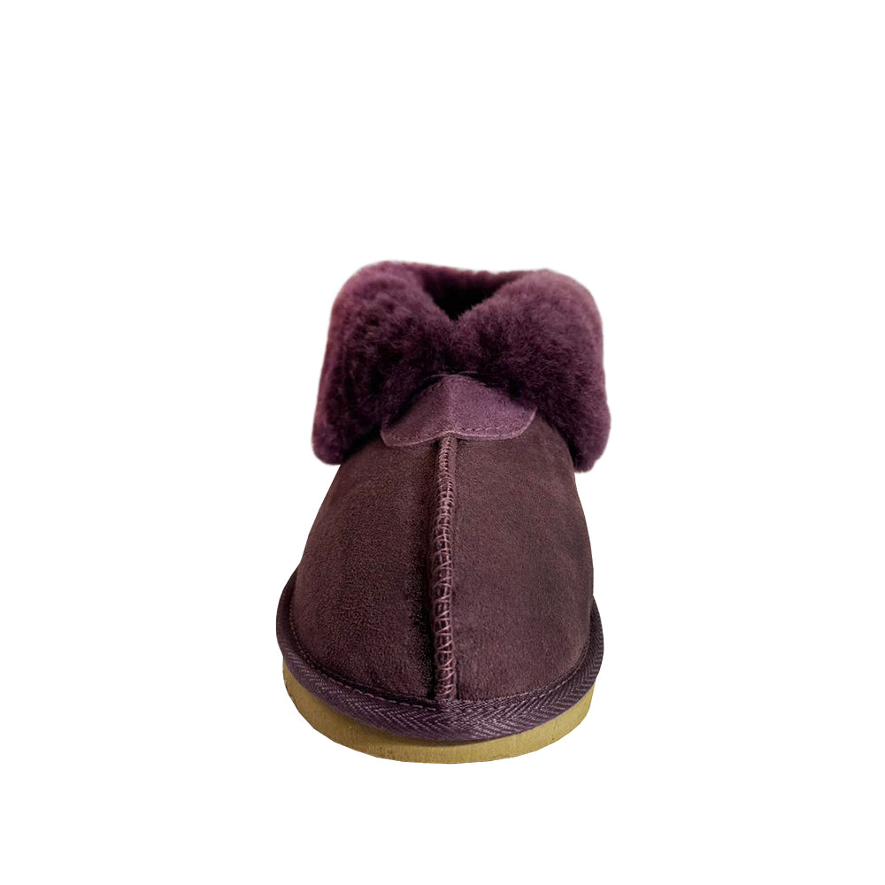 Australian Made Deluxe Wool Collar Slipper - Plum