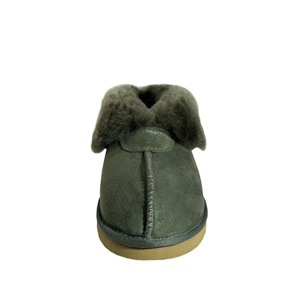 Australian Made Deluxe Wool Collar Slipper - Sage