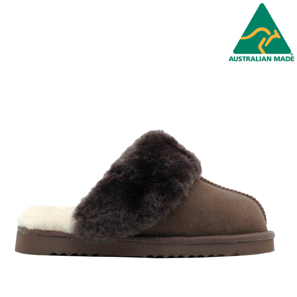 WARATAH UGG® Australian Made Premium Sheepskin Ladies Scuff - Chocolate