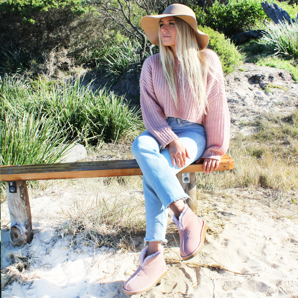 WARATAH UGG® Wool Collar Slipper - Pink