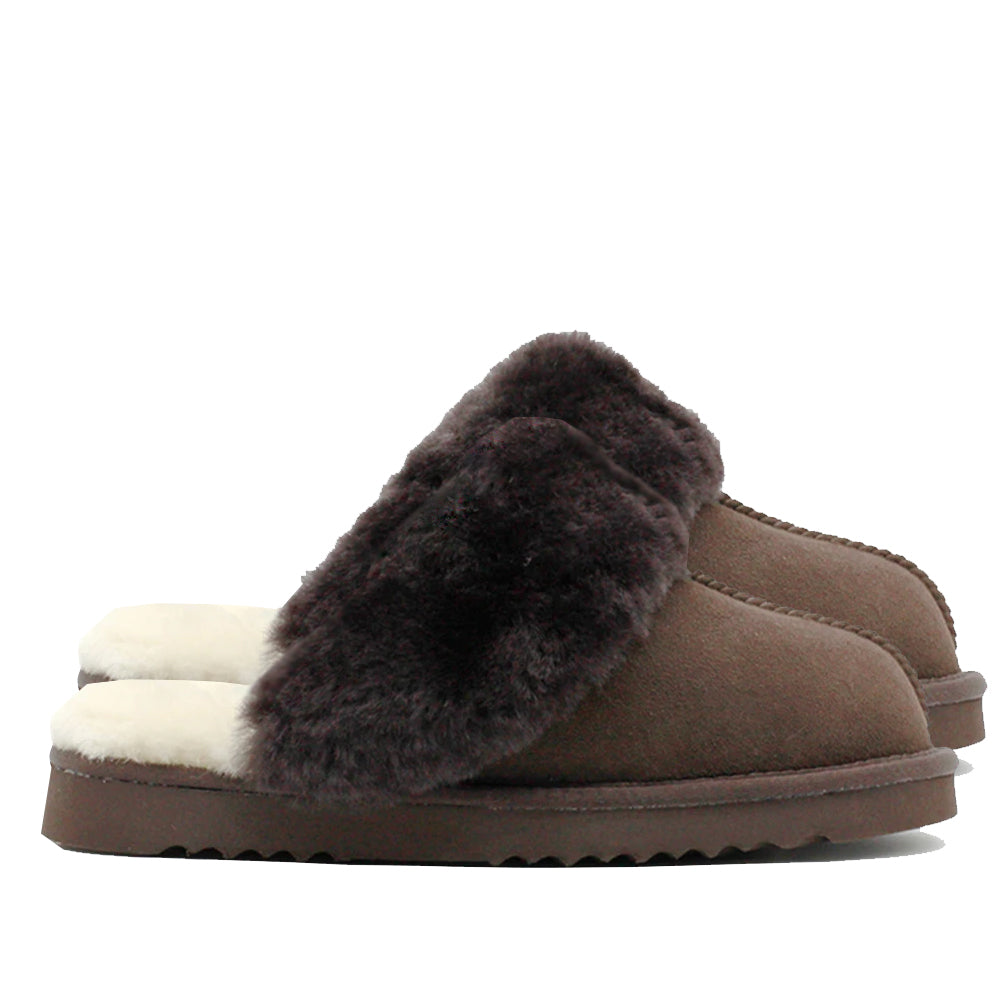 WARATAH UGG® Ladies Luxury Sheepskin Scuffs - Chocolate