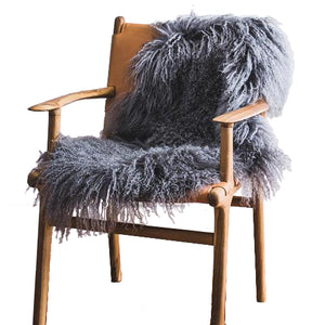 Mongolian Sheepskin Rug - Grey