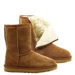 WARATAH UGG® Ladies Water Resistant Short Mid Zip Up Boot - Chestnut