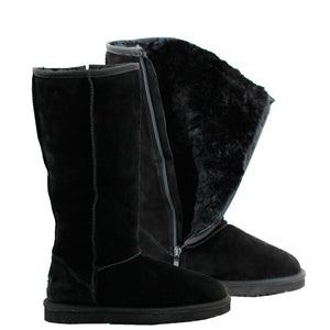 WARATAH UGG Water Resistant Tall Zip Up Boot Black