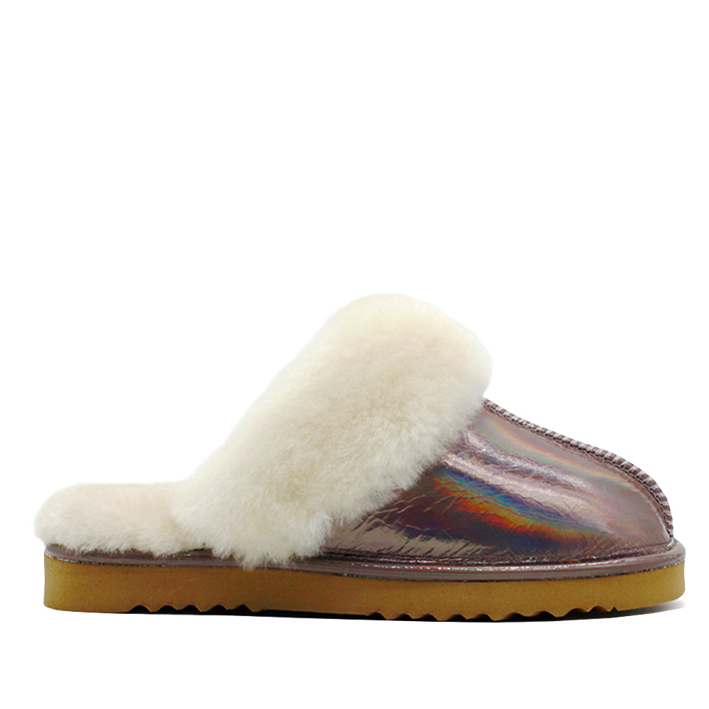 WARATAH UGG® Ladies Opal Leather Sheepskin Scuff - Periwinkle