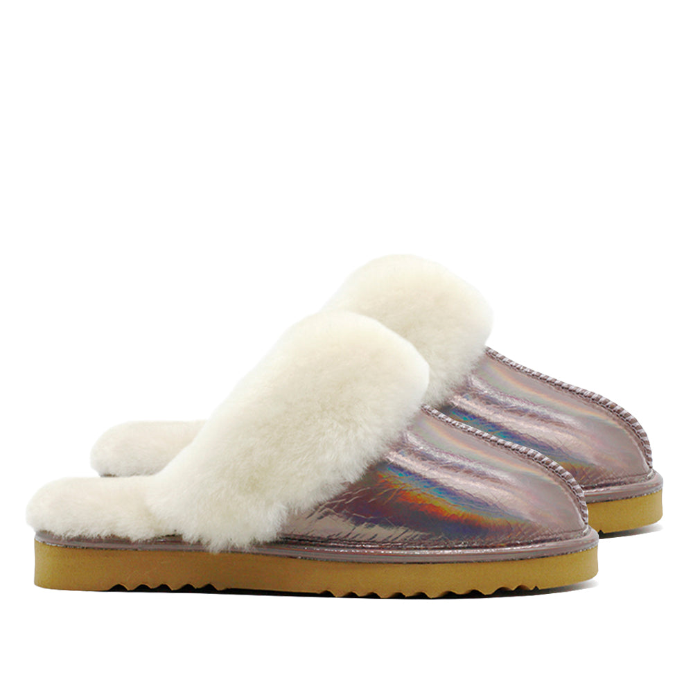 WARATAH UGG® Ladies Opal Leather Sheepskin Scuff - Periwinkle