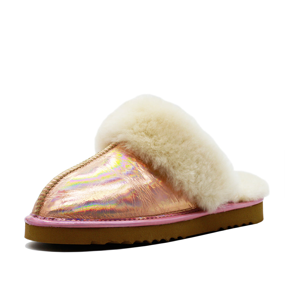 WARATAH UGG® Ladies Opal Leather Sheepskin Scuff Rose Gold