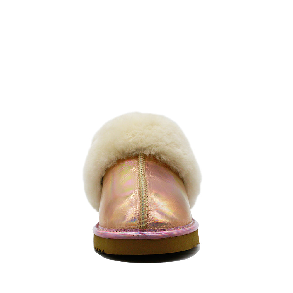 WARATAH UGG® Ladies Opal Leather Sheepskin Scuff - Rose Gold