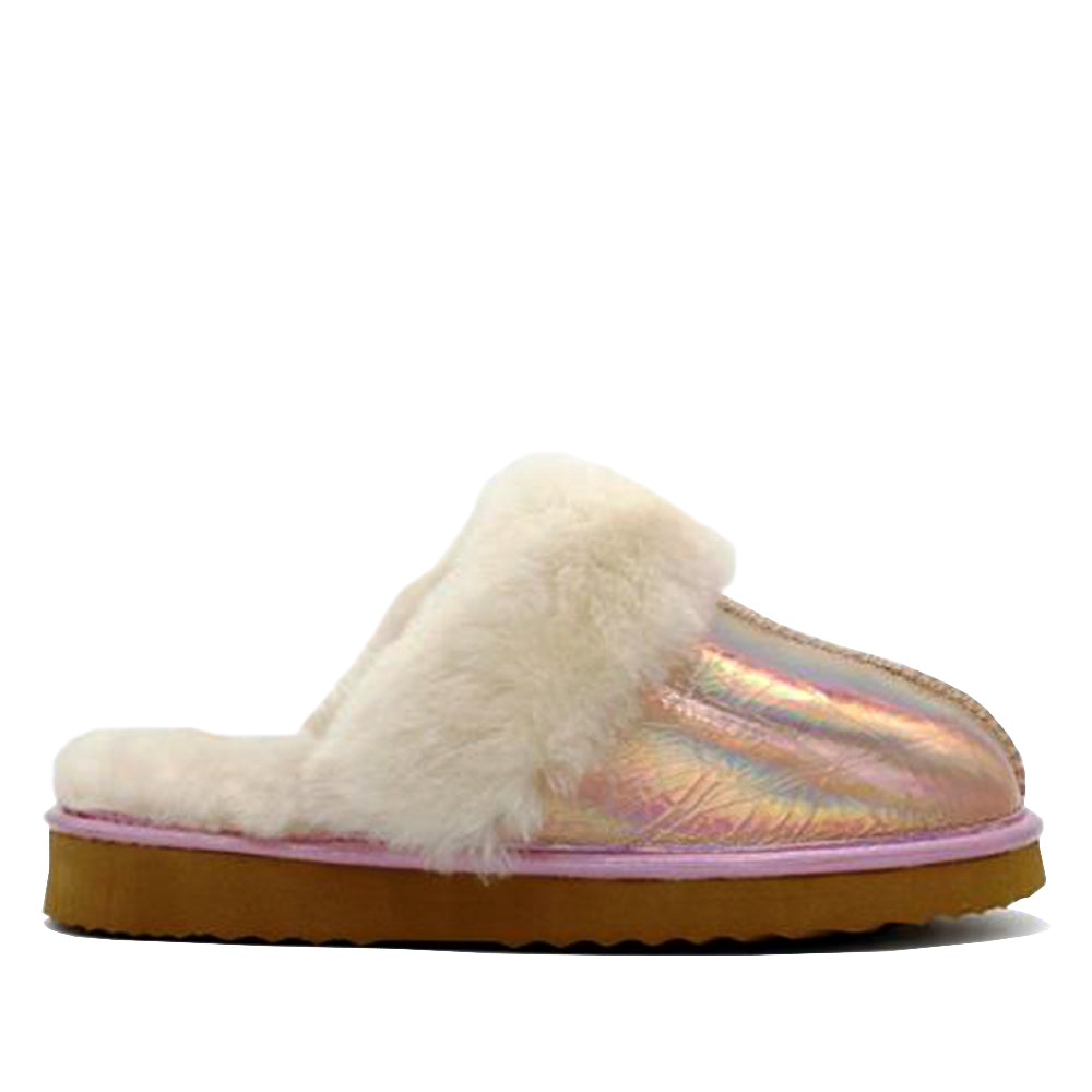 WARATAH UGG® Ladies Opal Leather Sheepskin Scuff - Rose Gold