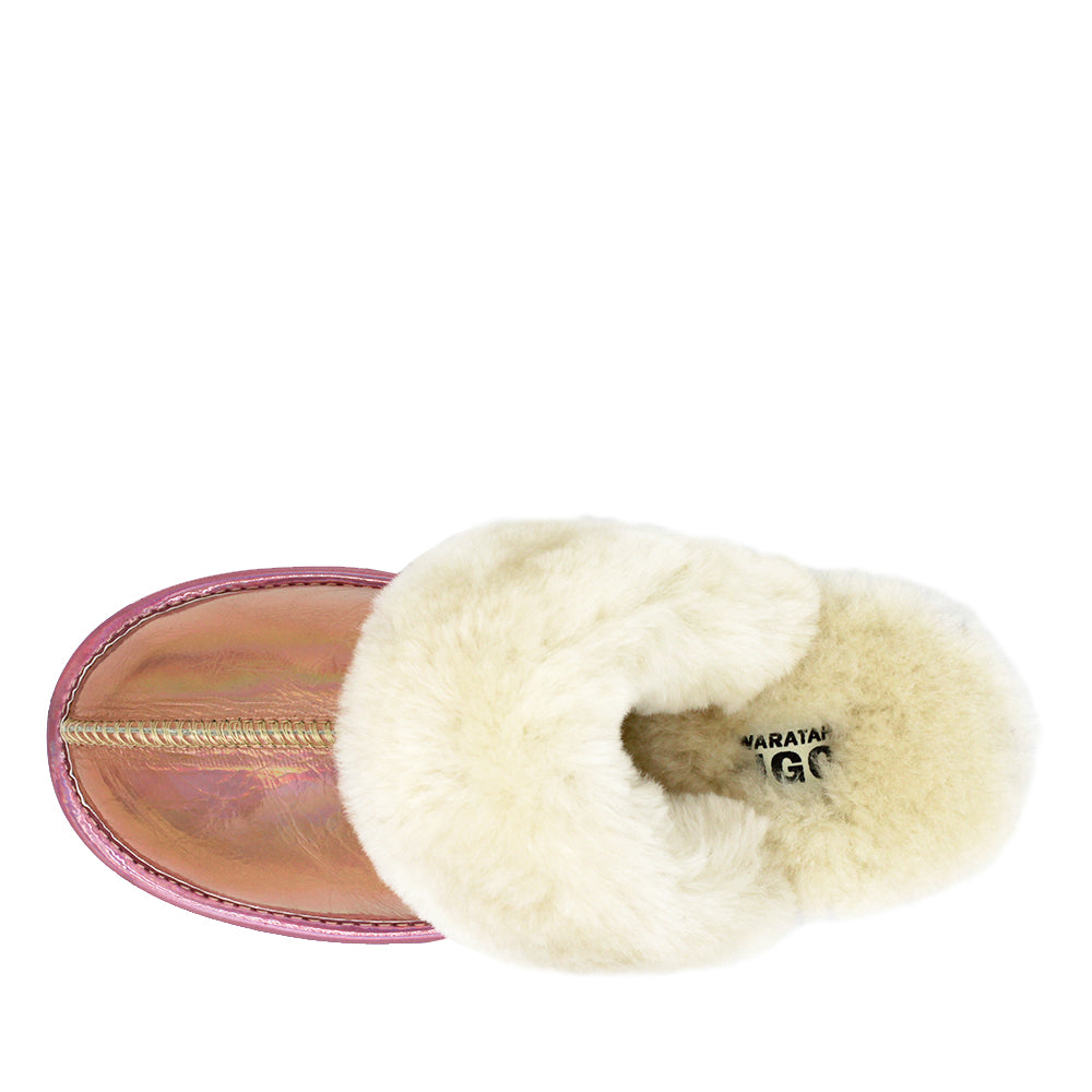 WARATAH UGG® Ladies Opal Leather Sheepskin Scuff - Rose Gold