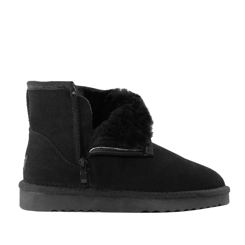 WARATAH UGG® Unisex Water Resistant Mini Zip Up Boot - Black