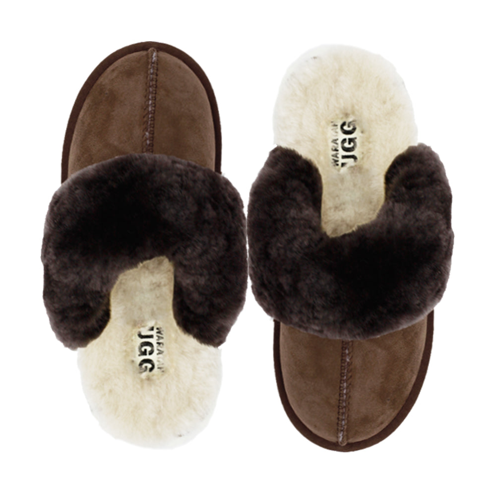 WARATAH UGG® Ladies Luxury Sheepskin Scuffs - Chocolate