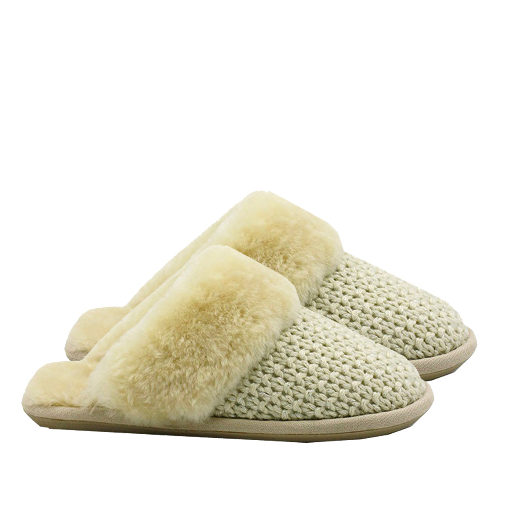 WARATAH UGG® Sheepskin Knit Scuff - Beige