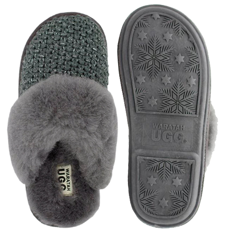 WARATAH UGG® Sheepskin Knit Scuff - Grey