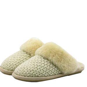 WARATAH UGG® Sheepskin Knit Scuff - Beige