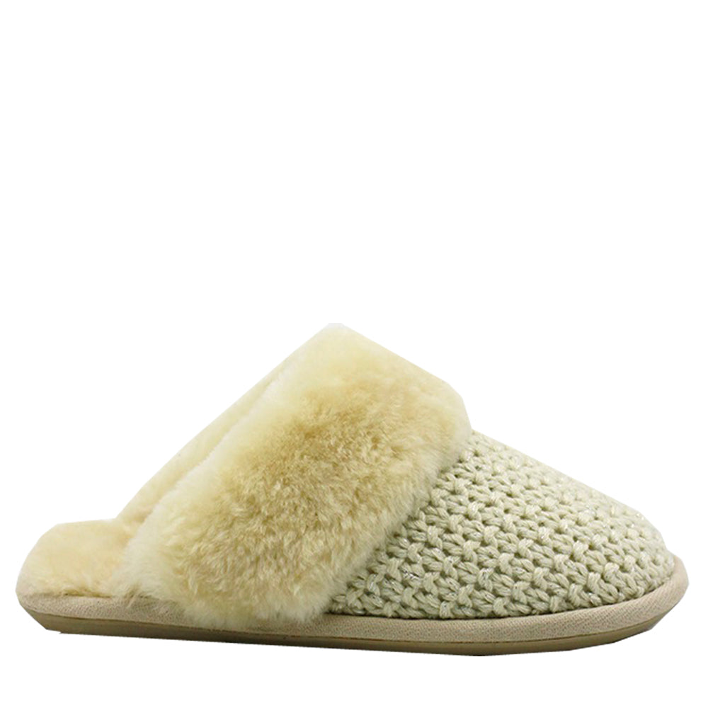 WARATAH UGG® Sheepskin Knit Scuff - Beige