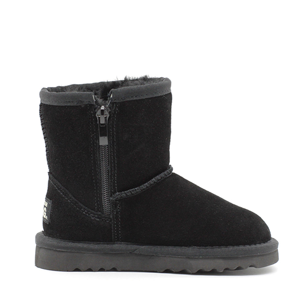 WARATAH UGG® Water Resistant Kids Short Zip Up Boot - Black