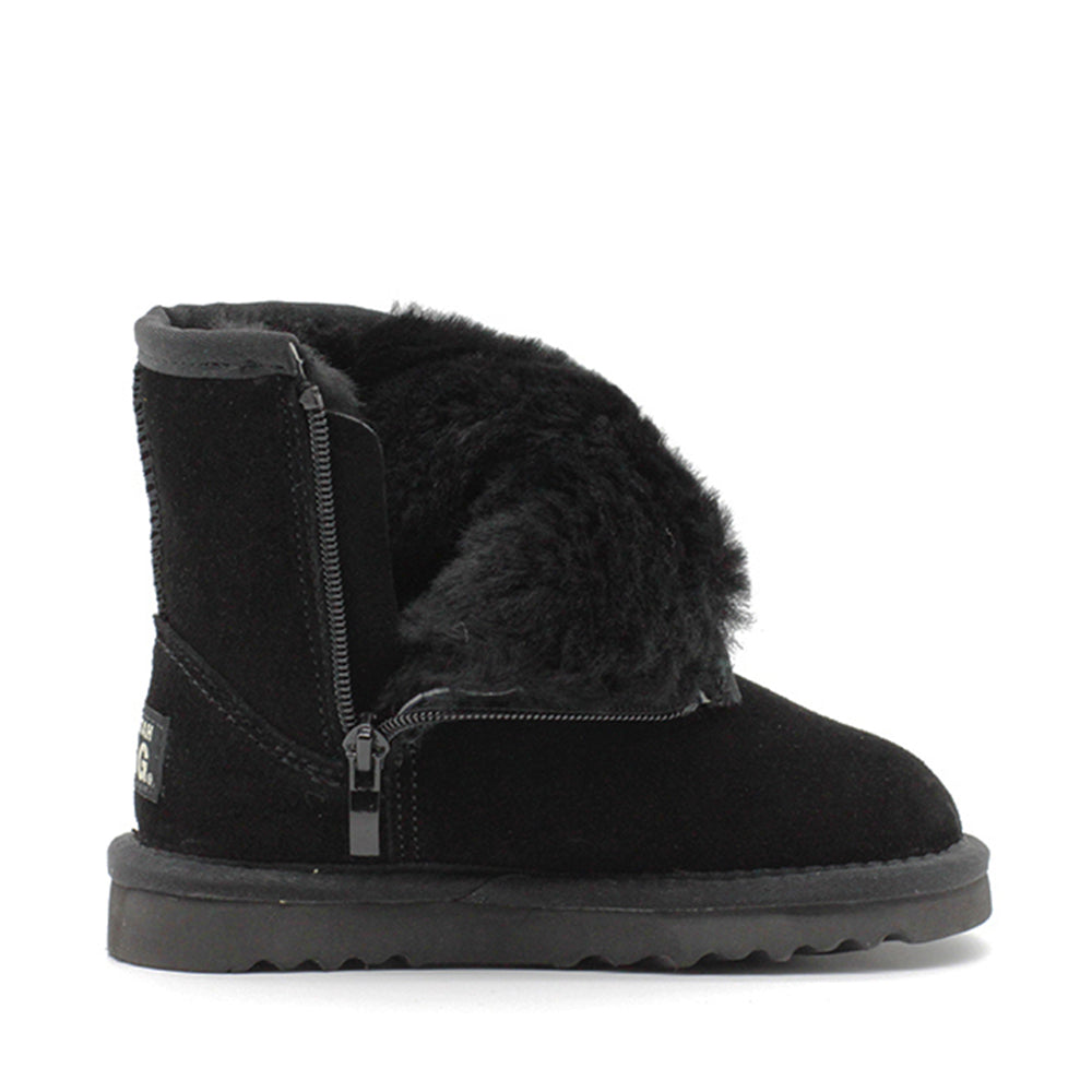 WARATAH UGG® Water Resistant Kids Short Zip Up Boot - Black