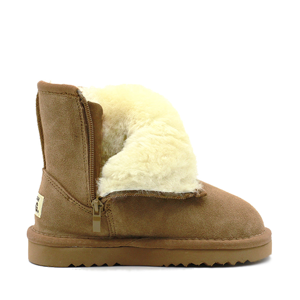 WARATAH UGG® Water Resistant Kids Short Zip Up Boot - Chestnut