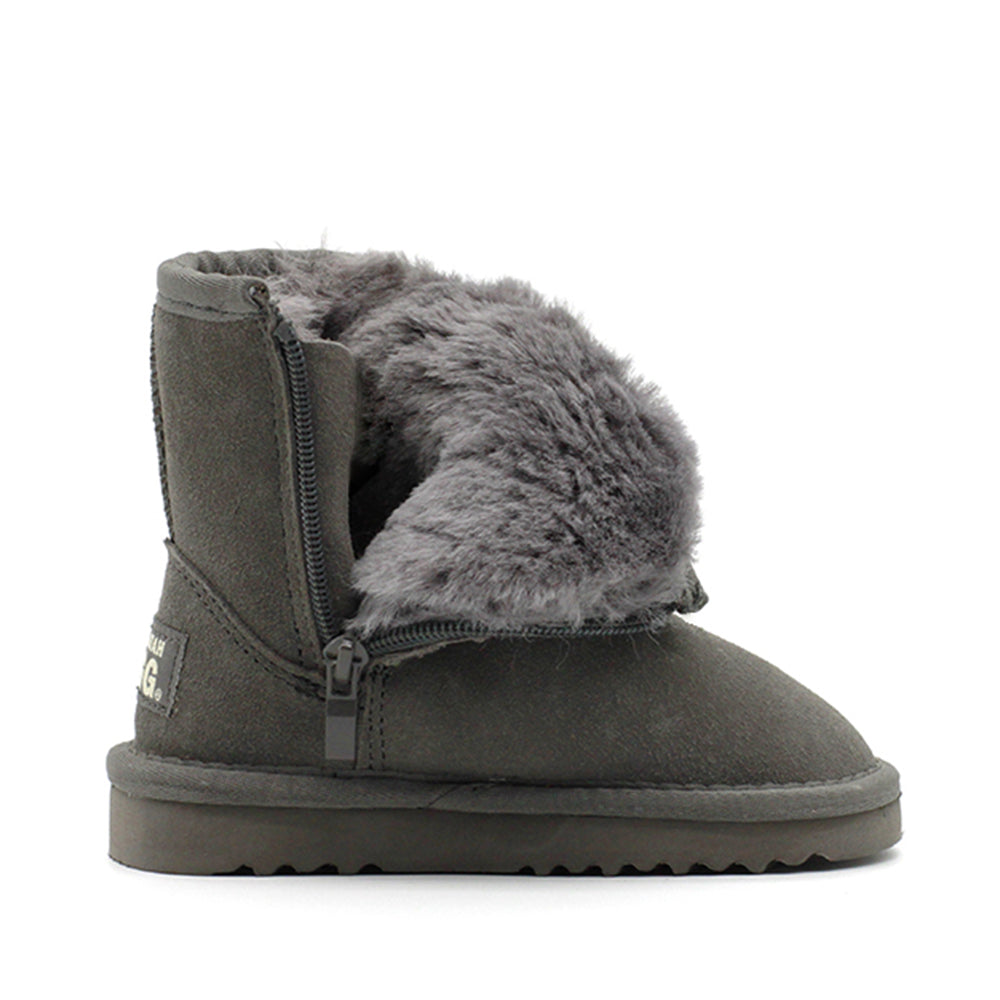 WARATAH UGG® Water Resistant Kids Short Zip Up Boot Grey