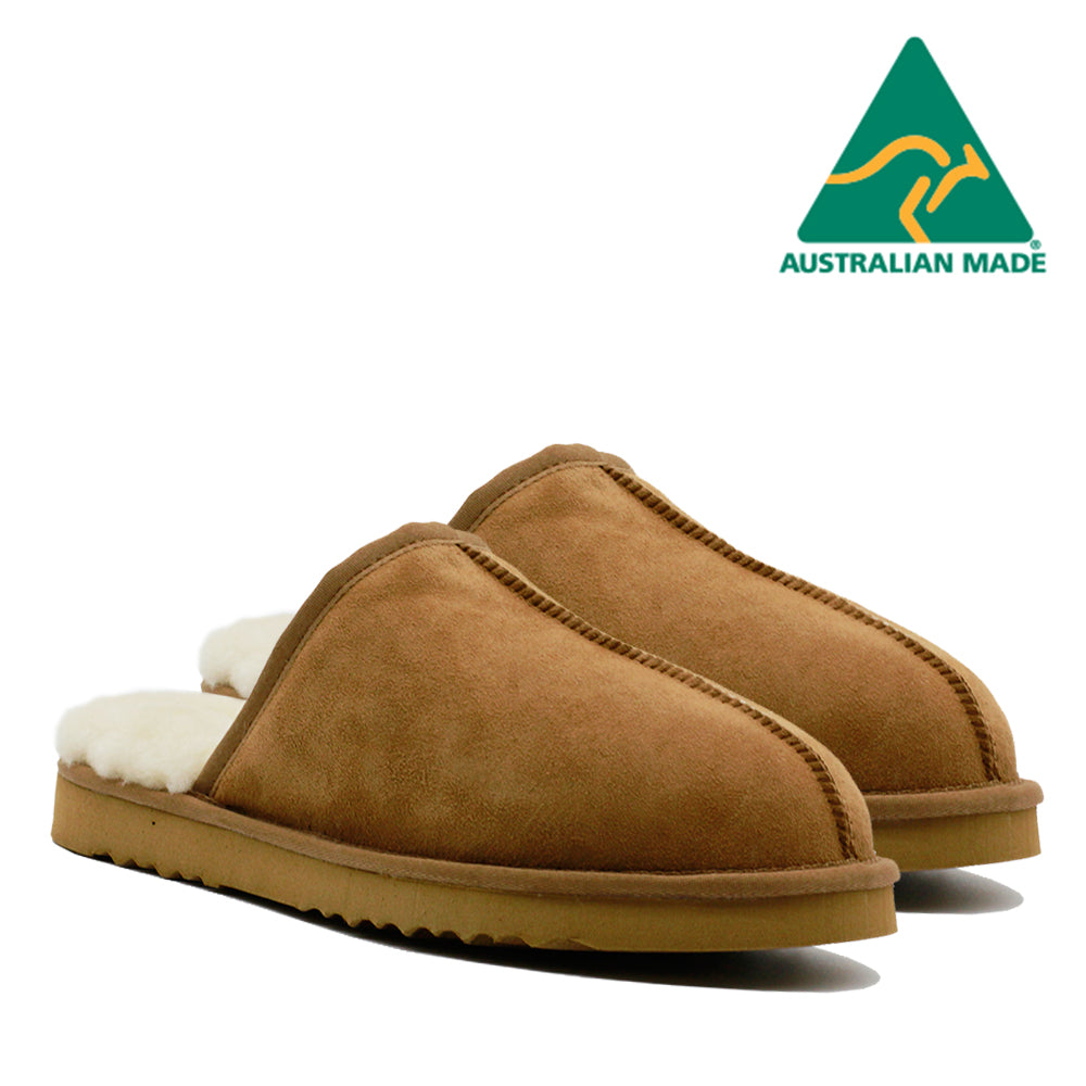 WARATAH UGG® Australian Made Premium Sheepskin Mens Scuff - Chestnut