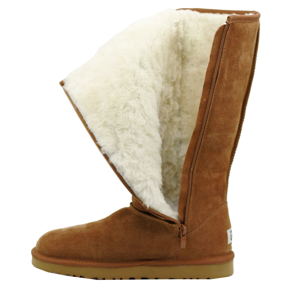 WARATAH UGG Water Resistant Tall Zip Up Boot Chestnut