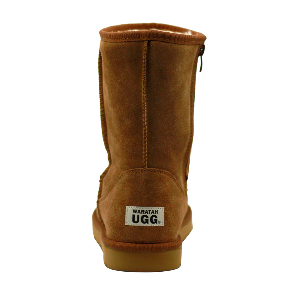 WARATAH UGG® Mens Water Resistant Short Mid Zip Up Boot - Chestnut