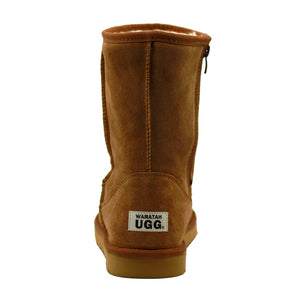 WARATAH UGG® Mens Water Resistant Short Mid Zip Up Boot - Chestnut